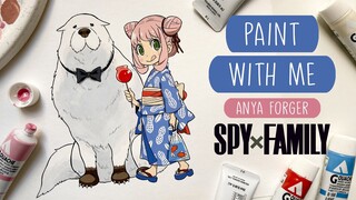 🥜 Paint with me // Painting Anya Forger and Bond from Spy x Family 🥜