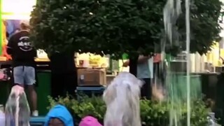 姐姐怒吼撞倒弟弟的小男孩之后，把弟弟拉进怀里安慰，两个小苦瓜脸瞬间开心成一团
