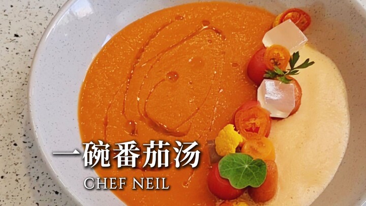 [Chef Neil] Blends Diverse Tomato Elements into a Single Bowl of Soup