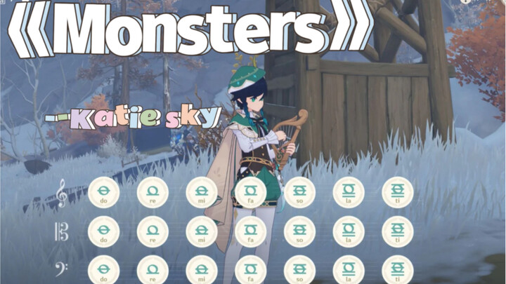 【Monsters】超简单！三根手指演奏超好听神曲！原琴翻弹附谱