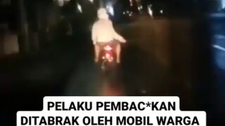 Pelaku Pemb4c0kan ditabrak oleh mobil warga