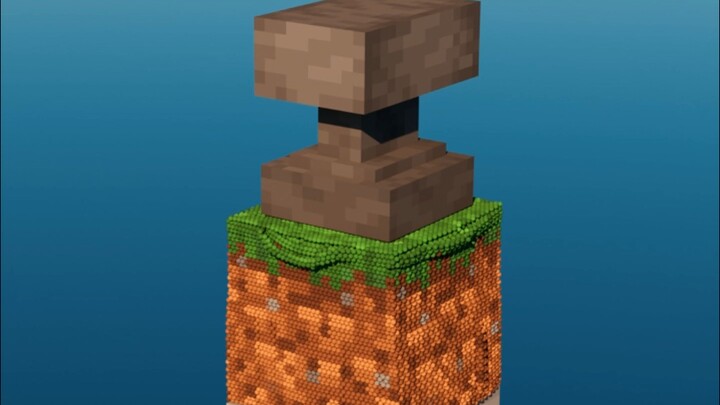 A progressively heavier anvil smashes into a grass block's head.