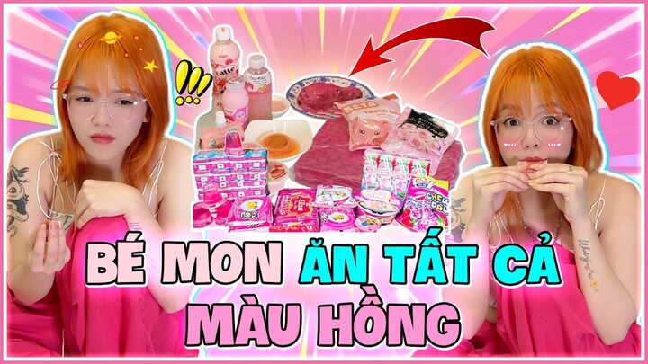 BÉ MON thử thách ăn tất cả đồ màu hồng | #bemontv #bemon