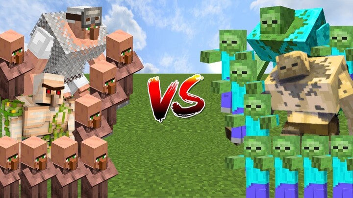 VILLAGERS vs ZOMBIES | Minecraft Mob Battle