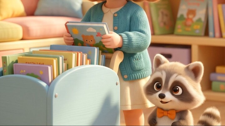 The Little Librarian and the Curious Raccoon