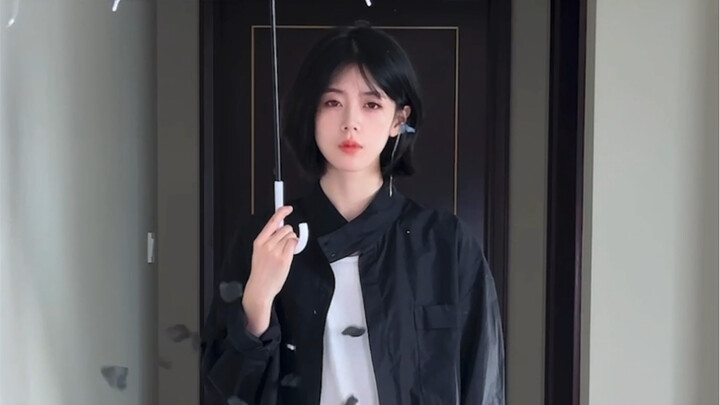 听说黑色是斩女色#雨伞花瓣变装