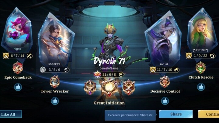 Dyroth Vs Takbo Zilong| JemzInGame Dyroth Plays (71) | Mobile Legends