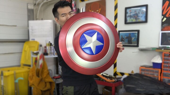 Man builds a Captain America magnetic shield, recreating the movie’s shield-catching scene.