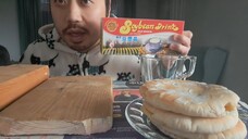 ASMR WHITE THEME PITA BREAD & SOYBEAN DRINK WITH WHITE COLOUR ⚪⚪⚪