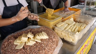 수제 떡갈비로 만든 치즈돈까스 / homemade Tteokgalbi, cheese pork cutlet - korean street food
