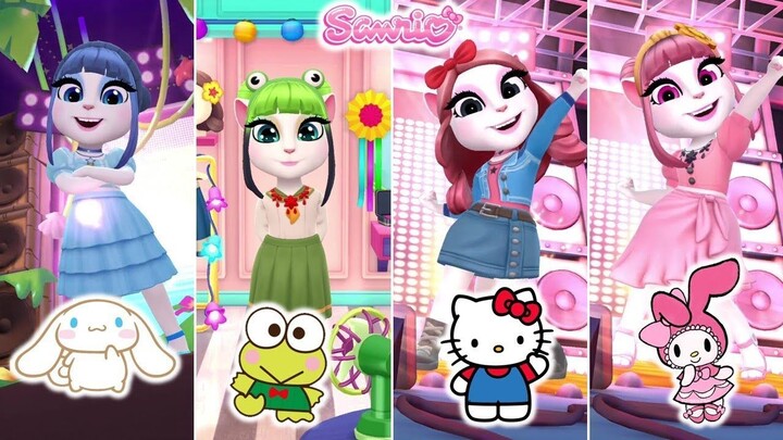 My talking angela 2 💚💙Cinnamoroll 🆚 Keroppi 🆚 Hello Kitty 🆚 My Melody ❤️💗Sanrio Cosplay🌈🎀