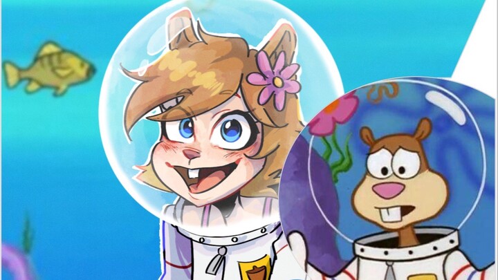 [Quy trình vẽ tranh/SpongeBob SquarePants] Sandy là nhân vật tôi yêu thích nhất