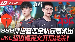 TES vs JDG pertarungan puncak! 369 dengan Sion tank-nya mencatatkan damage tertinggi di seluruh tim!
