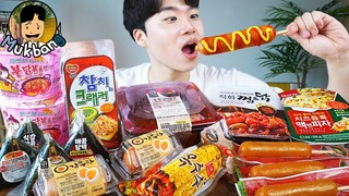 ASMR MUKBANG 편의점 핵불닭 미니!! 떡볶이 & 핫도그 & 치즈 피자 FIRE Noodle & HOT DOG & CHEESE PIZZA EATING SOUND!