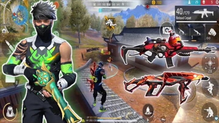 SOLO VS SQUAD PAKAI SET NINJA DAN 2 SENJATA MERAH !!