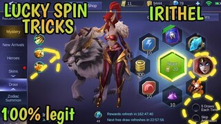 LUCKY SPIN TRICKS 2019 IN MOBILE LEGENDS | IRITHEL SPIN TRICKS 100% LEGIT