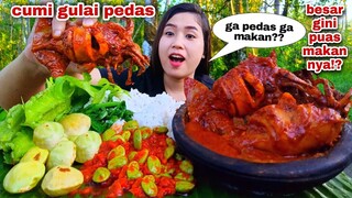 MAKAN CUMI GULAI PEDAS SAMBEL PETE JENGKOL MENTAH LALAPAN KECIPIR PUCUK DAUN MELINJO MENTAH