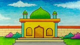 Cara menggambar masjid yang mudah || Belajar menggambar dan mewarnai masjid