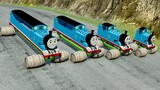 Long & Short Thomas the Train with Monster Barrel Wheels vs DOWN OF DEATH | BeamNG.Drive