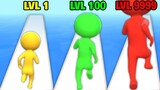 LVL 1 vs LVL 100 vs LVL 9999 in Size Up: Run Race 3D Color