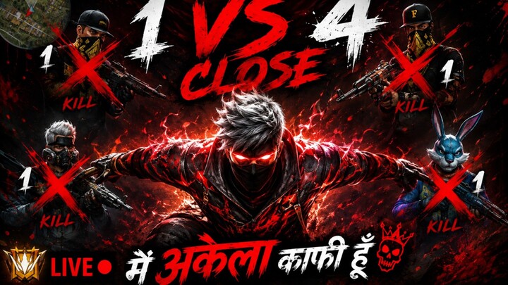FREE FIRE GAME PLAY 1 vs 4 Cluach akIn #freefire