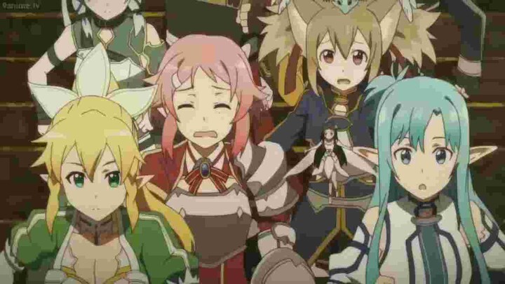 SAO Kirito grabs Sinon's tail funny moments anime: sword art online eng dub