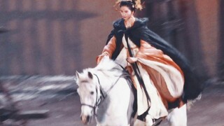This was a horse riding scene in gorgeous costumes that she filmed on New Year's Eve when she had a 