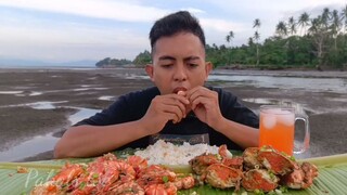 Garlic buttered shrimp with mad crubs|mukbang Philippines