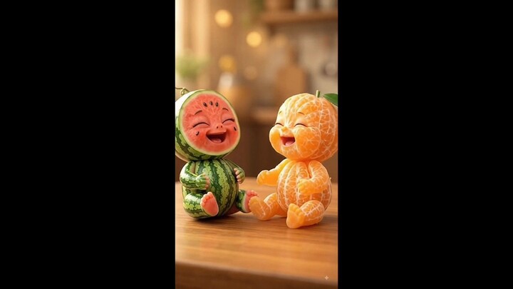 Watermelon & Orange Baby Friendship 🍉🍊 Cute Moments!#fruitbaby #cute #watermelon #orange #animatio