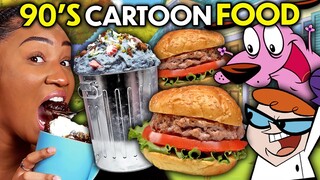 Guess The 90s Cartoon Food! (Omelette Du Fromage, Capybara Burger, Happy Plums) | People vs Food