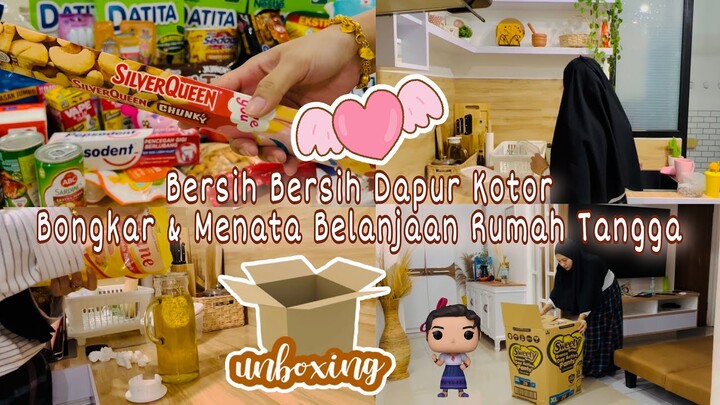 Bongkar dan Simpan  Barang Belanjaan Rumah Tangga 🌻 Bersih Bersih Dapur Kotor Yang Berantakan 🌻