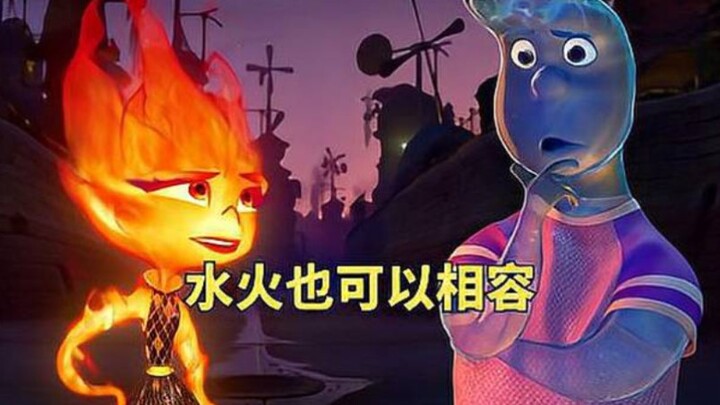 Fiery girl falls for Mr. Water in Pixar's fantastical adventure animated film "Elemental."