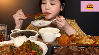 Mukbang miến xào thập cẩm, ớt xào, gà rán #anngon