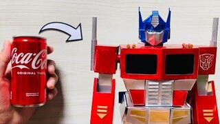 Homemade Transforming Optimus Prime G1 using Soda Cans