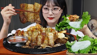 두툼해서 식감좋은 삼겹살구이 먹방 Korean BBQ! Samgyeopsal Mukbang Asmr