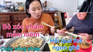 Chồng Tây mê món bò xóc chấm mắm nêm quê vợ/Cathy gerardo cuộc sống Pháp/ chồng Tây vợ việt