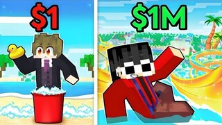 $1 vs $1,000,000 WATERPARK in Minecraft!