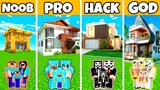 Minecraft Battle: Family Modern Premium House Build Challenge - Noob vs Pro vs Hacker vs God
