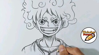 menggambar luffy gear 5