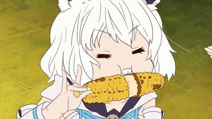 ฟุบุกิ ชิราคามิกำลังกินข้าวโพดอยู่