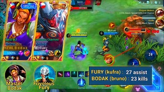 FRIVOLOUS FURY AND MASTER BODAK AUTO WIN  | TOP GLOBAL/PHILIPPINES BRUNO | - Mobile Legends