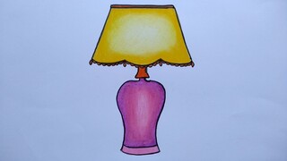 Cara menggambar lampu tidur || Menggambar lampu || Belajar menggambar dan mewarnai