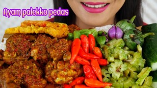 ASMR AYAM PALEKKO PEDAS, TUMIS PARE, PEYEK UDANG, PETE | ASMR MUKBANG INDONESIA