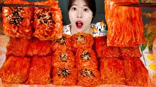 ASMR MUKBANG| 직접 만든 불닭볶음쌈 불닭버섯쌈 먹방 & 레시피 FRIED MUSHROOM AND FIRE NOODLES EATING
