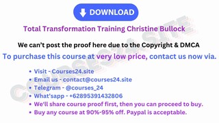 Total Transformation Training Christine Bullock