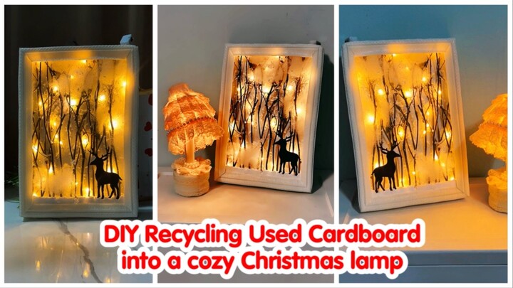 DIY Recycling Used Cardboard into a cozy Christmas lamp ❤️✨#dıy #craft #creative #crafting #fypシ