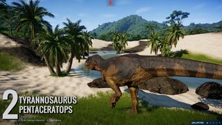2 T-Rex vs 2 Pentaceratops In The Desert - Jurassic World Evolution (1080p 60FPS)