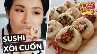 Sushi xôi cuốn từ đồ ăn còn sau Tết