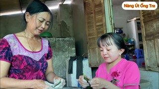 Nàng Út Ống Tre cùng mẹ làm bánh lá mơ (bánh lá mít )đi bán khắp xóm || Nàng Út Ống Tre