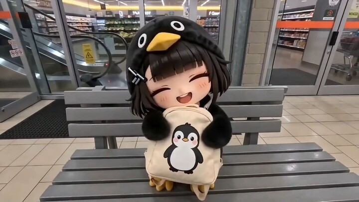 Hari kedua setelah menemukan si bayi penguin: Pergi keluar jalan-jalan ke supermarket